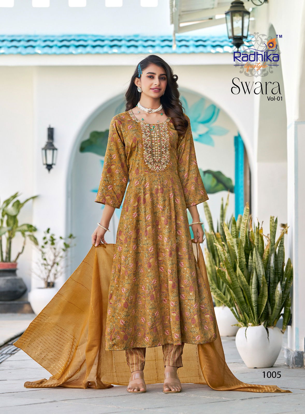 Swara Vol 1 By Radhika Rayon Anarkali Kurti With Bottom Dupatta Wholesale Online